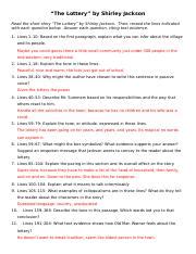 the lottery by shirley jackson sparknotes|The Lottery: Study Guide .